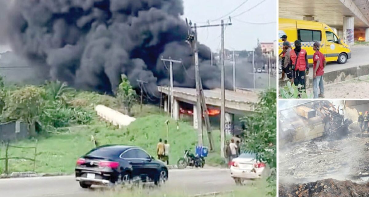 2 burnt as tanker falls off Otedola bridge – Daily Trust