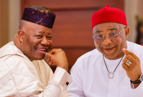 Akpabio courts Tinubu, warns Uzodimma over ambition